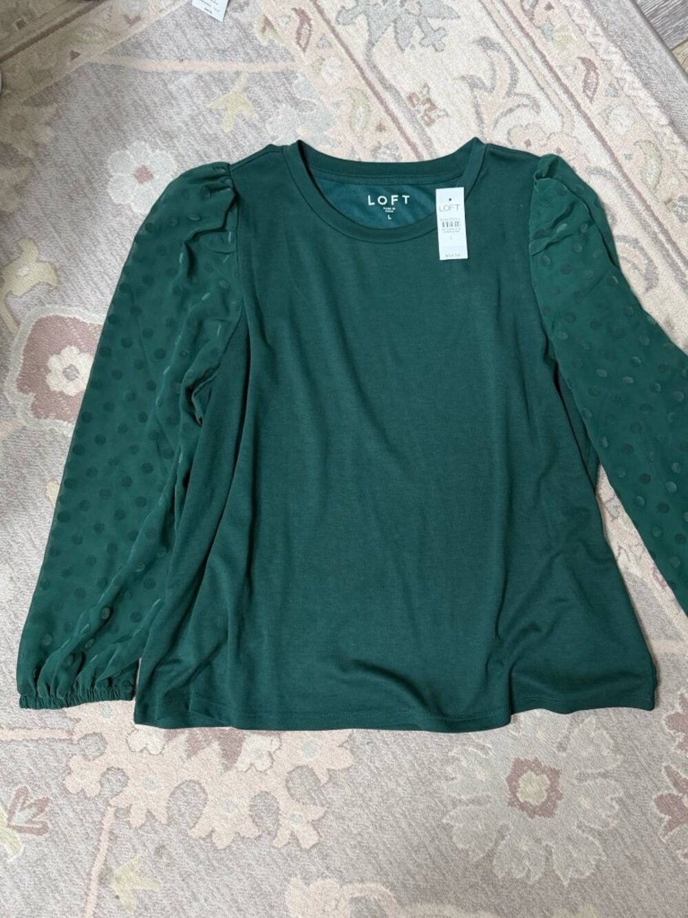 Loft Mixed Media Green Top